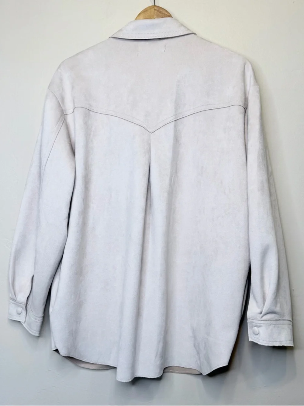 Philosophy | Anthro Faux Leather Butter Soft Tan Utility Jacket Relaxed Shacket - Picture 3 of 14